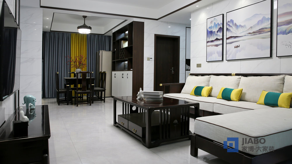 桂花城裝修效果圖新中式風格設(shè)計案例 2沙發(fā)背景.jpg