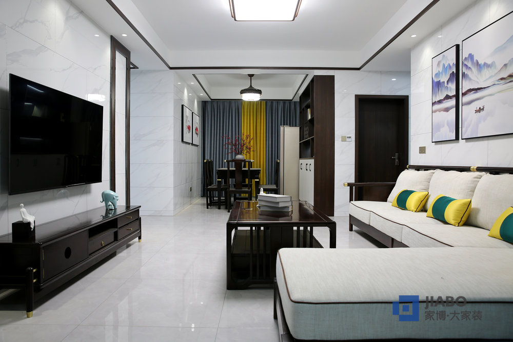 桂花城三室兩廳新中式風格裝修方案 4客餐廳.jpg