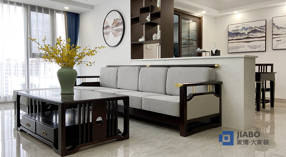 西郡湘山里裝修實(shí)景圖新中式風(fēng)格設(shè)計(jì)案例 沙發(fā)背景.jpg