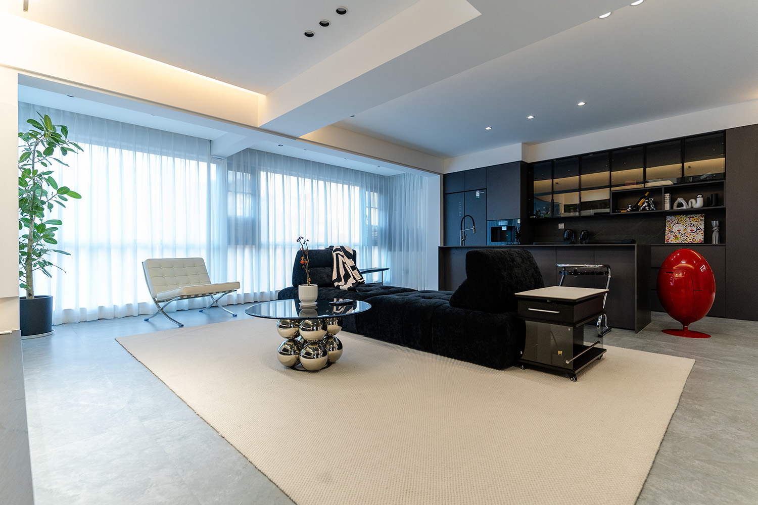 株洲家博整裝朗悅臺120㎡黑白灰極簡風格裝修賞析